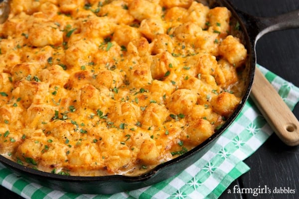 Tator Tot Hotdish {2 ways...with and without canned soup!} for super bowl food ideas