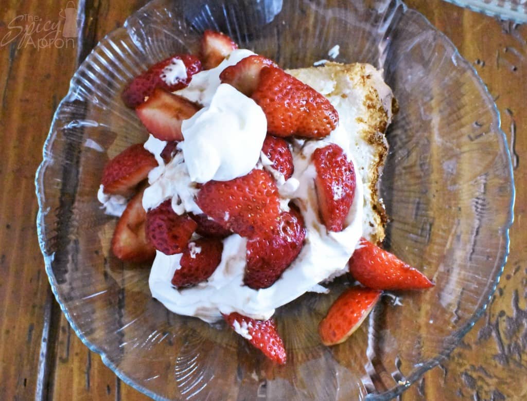 Angel Food Cake with Strawberries with watermark