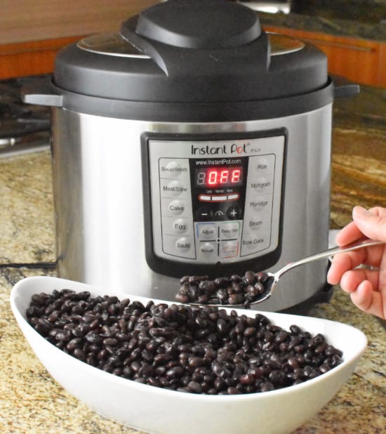 Instant Pot Beans Final in Bowl with fork