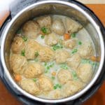 Instant Pot Chicken and Dumplings overhead in pot