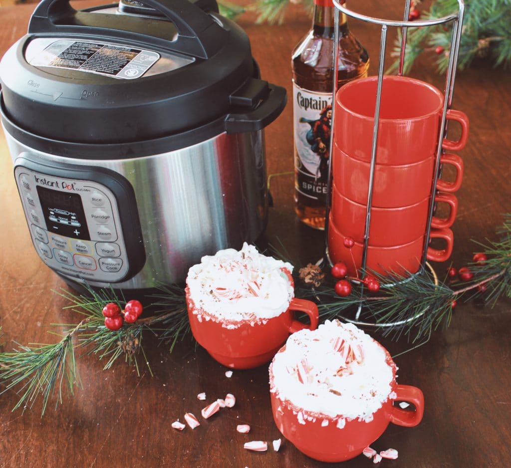 Peppermint Mocha Latte Spiked Instant Pot with cups