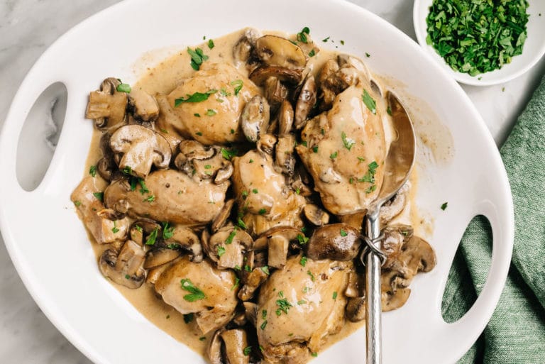 Instant Pot Chicken Thighs Creamy Mushroom Gravy The Spicy Apron