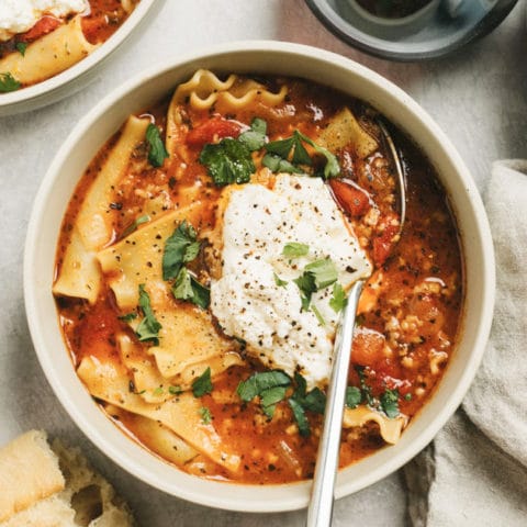Instant-Pot-Lasagna-Soup-in-bowl-overhead-horizontal-2