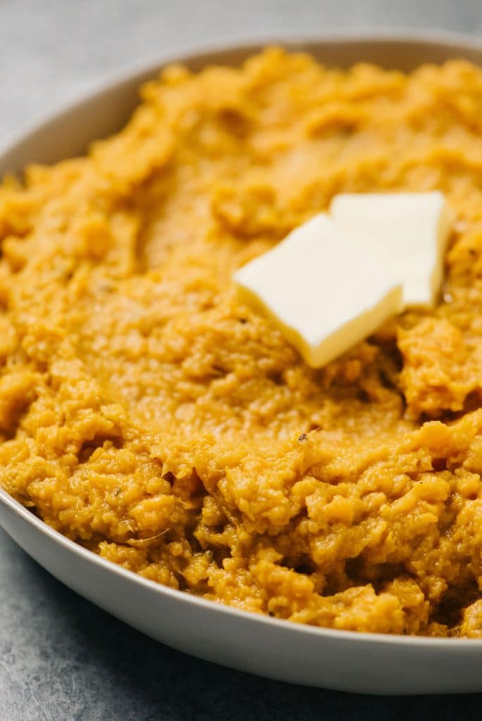 Instant Pot Mashed Sweet Potatoes in bowl vertical