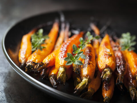 sous vide carrots in a dish close up