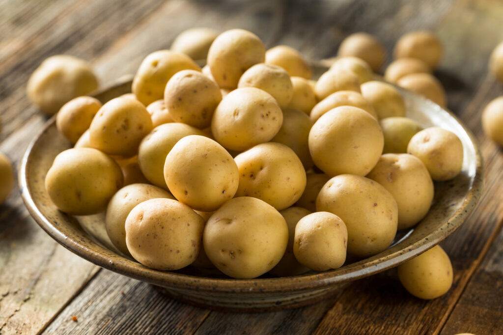 raw baby potatoes in bowl